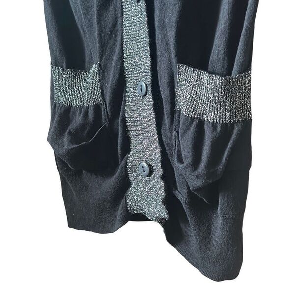 Sleeveless Cardigan Vest Open Front Knit Black Gray‎ Pockets Casual - Picture 3 of 6